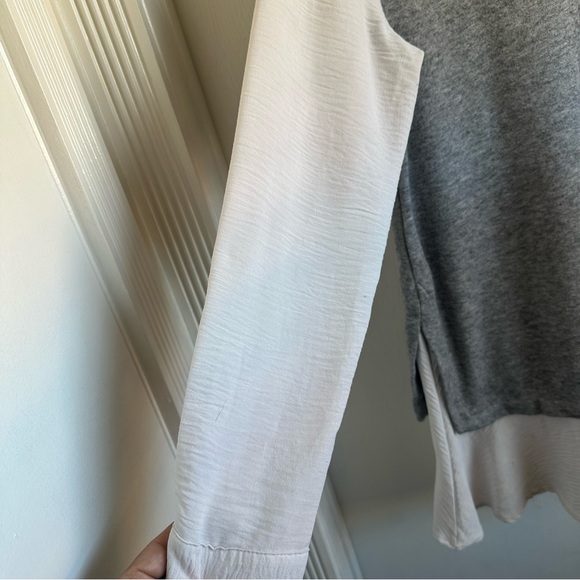 DKNY Colorblocked Gray and White Long Sleeve V-Neck Sweater Dress Size L - Picture 5 of 8